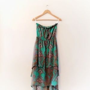 Blu Pepper teal paisley, layered, high low dress.